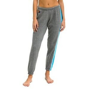 Aviator Nation Gray Joggers with Blue Stripe
